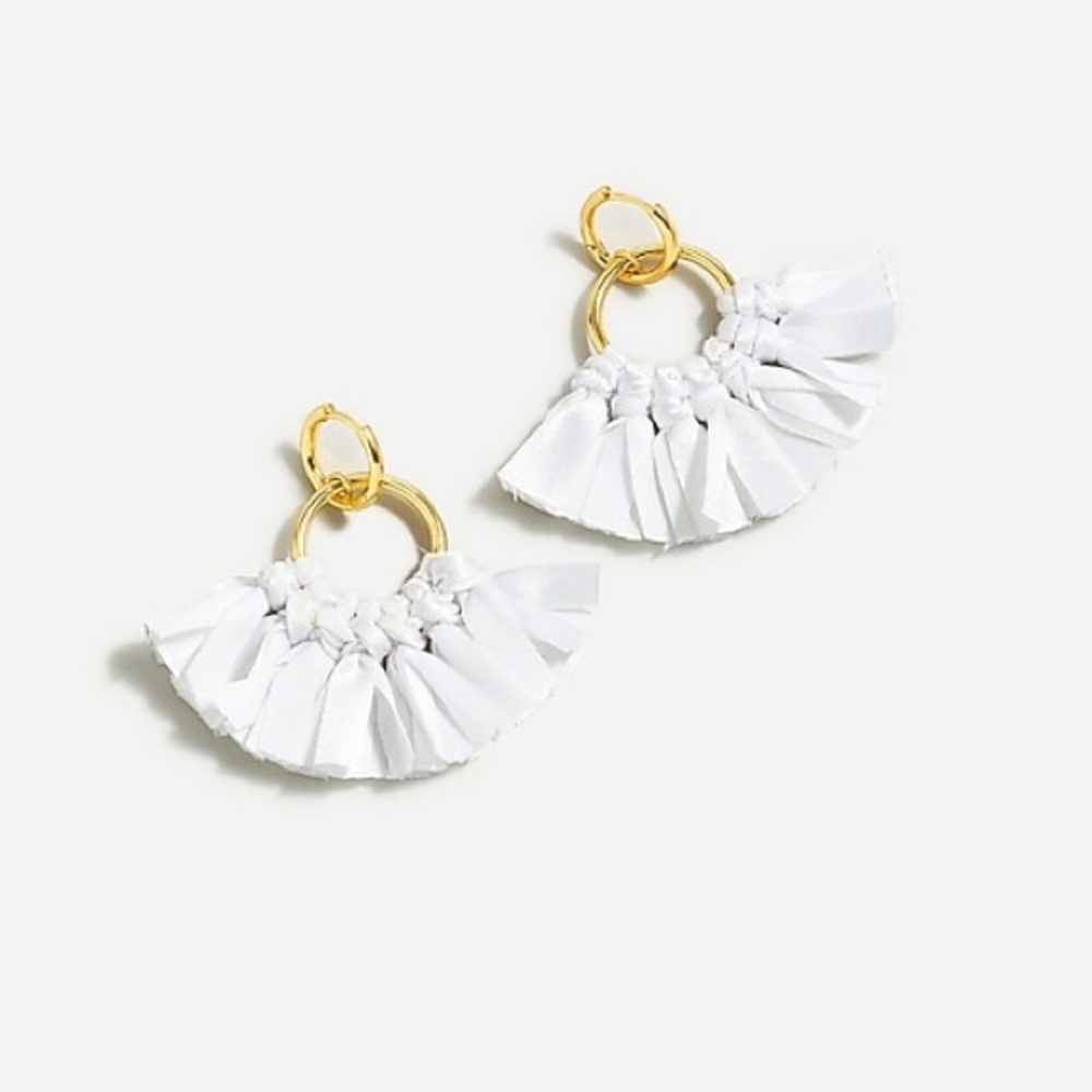 NEW J. Crew White Fabric Fan Earrings